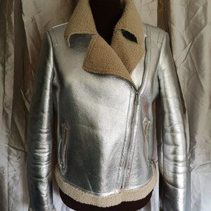 Vero Moda Kamia moto jacket. Silver, size smal